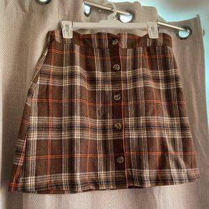 Brown Plaid Mini Skirt